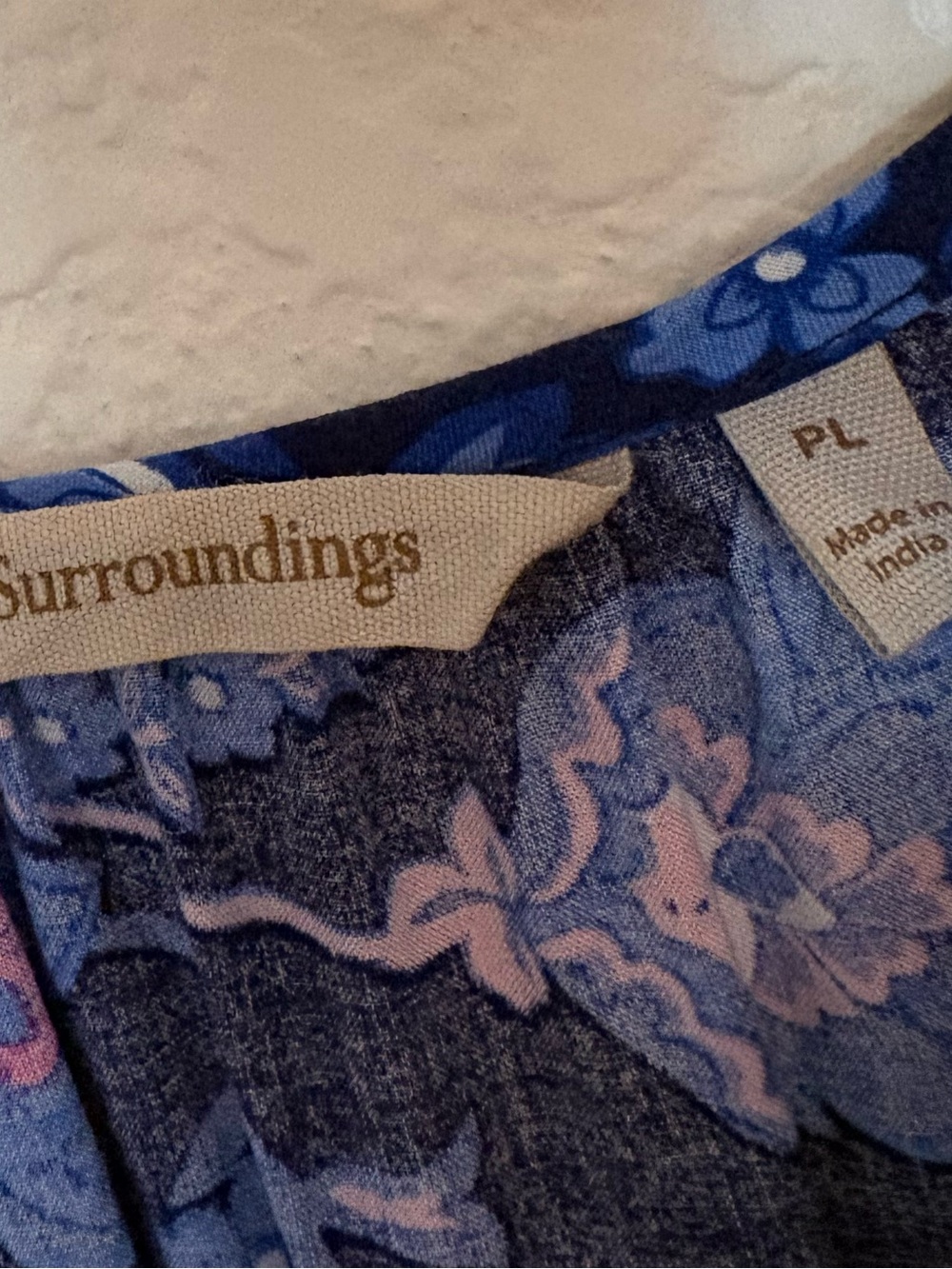 Soft Surroundings Jordana LP Dress Blue Floral Embroidered Sequined Large Petite - Picture 7 of 13